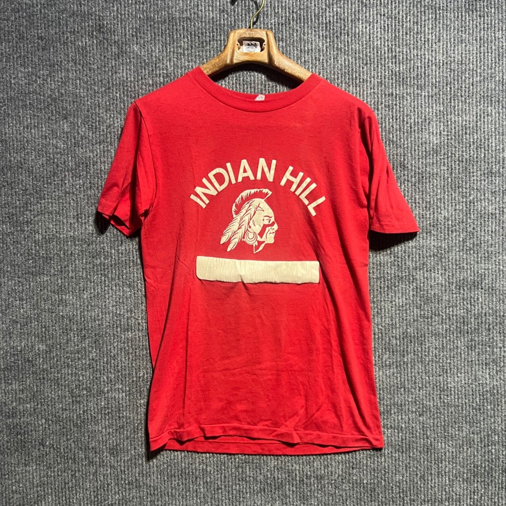 Vintage Champion Indian Hill T Shirt Mens Large Red Single Stitch 80s USA